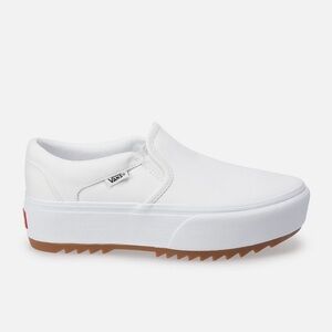 Vans White Platform Slip-On Clog with Gum Outsole